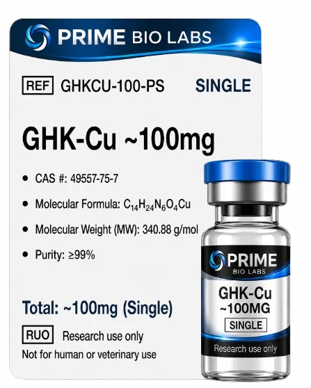 GHK-Cu (100 mg), peptídeo de pesquisa para estética e saúde com pureza ≥99%