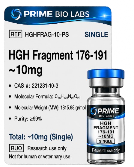 HGH Frag 176-191 (10 mg), peptídeo de pesquisa para estética e saúde com pureza ≥99%