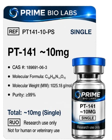 PT-141 (10 mg), peptídeo de pesquisa para estética e saúde com pureza ≥99%