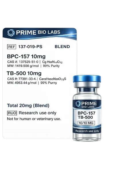 BPC-157 10mg + TB-500 10mg (20 mg), produto da semana, peptídeo para estética e performance